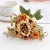 1 Bouquet Orange Rose & Peony Silk Artificial Flowers for DIY Home Wedding Decor 2