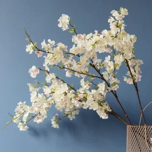 Cherry Blossom Long Branch for Bedroom & Wedding White Floral Decor 1