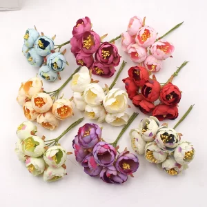 6Pcs Tea Rose Bud Artificial Flowers 1