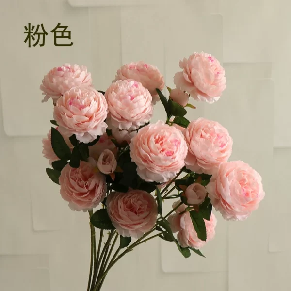 3-Head Peony Bouquet - Artificial Roses for Wedding & Home Decoration 1