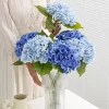 Real Touch Blue Artificial Hydrangea Branches for Wedding Floral Arrangement 4