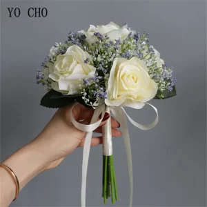 Artificial Roses & Baby’s Breath Bouquet for Wedding & Table Decoration 1