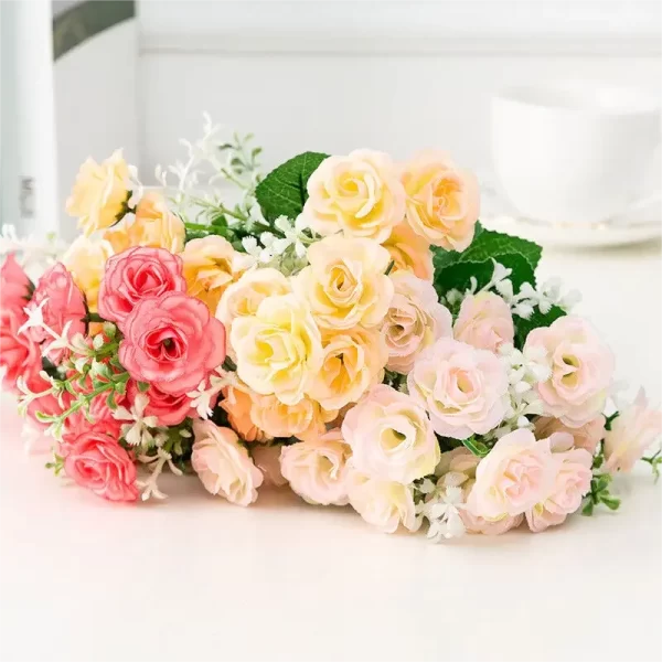 15 Heads Silk Rose Artificial Bouquet for Wedding 1