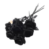 5/10/20Pcs Black Silk Roses for Gothic Wedding & Halloween Decor 6