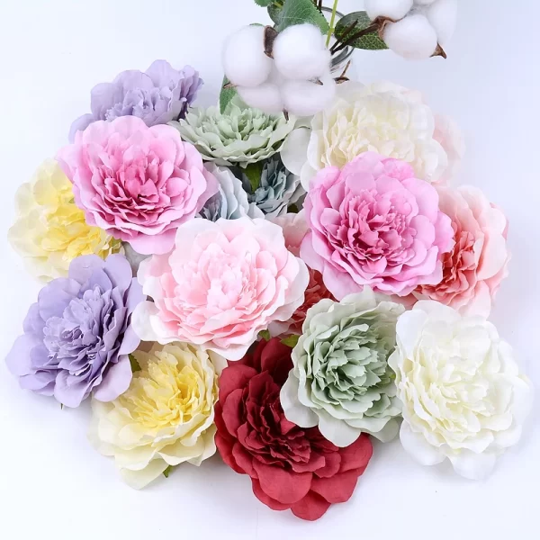 10Pcs 10cm Peony Silk Flower Heads for DIY Wedding & Home Decoration 1