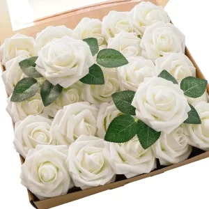 25Pcs Artificial Roses with Stem for DIY Wedding & Home Decorations 1