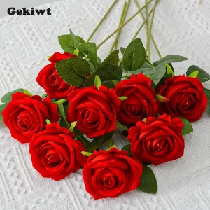 5/10/20Pcs Long Stem Red Roses – Faux Flowers for Home & Wedding 1