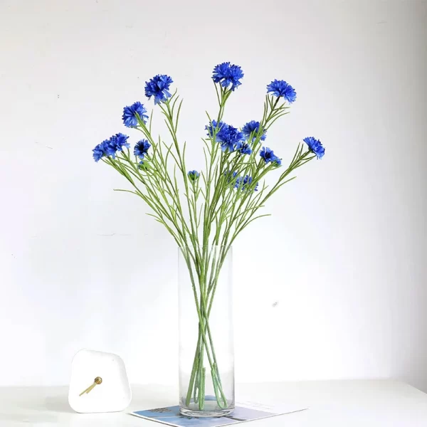 Blue Cornflower Silk Bouquet for Wedding & Valentine's Day 1