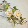 YO CHO 5 Heads Artificial Long Branch Silk Rose for Wedding Valentine's Home Decor 2