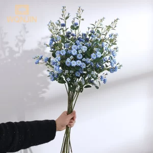 75CM Blue European Mini Rose Artificial Silk Flowers Home Table Centerpiece 1