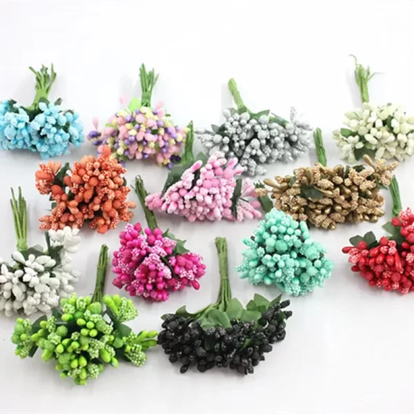 12PCS Small Berries & Leaves for DIY Wreaths & Crafts 1