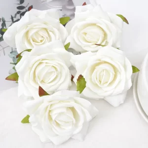 5pcs White Silk Roses for Cake & Party Decorations 1