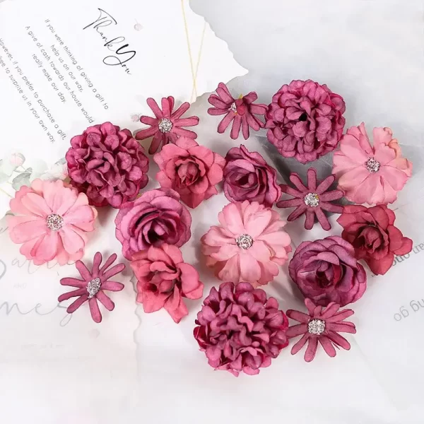 16Pcs Silk Flower Heads for DIY Wedding & Party Decor 1