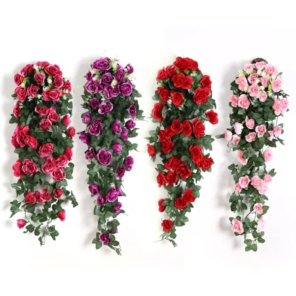 Artificial Rattan Vine with Roses for Wall & Party Decor 1