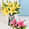 3-Head Artificial Lily Flowers for Home & Wedding Arrangements 3