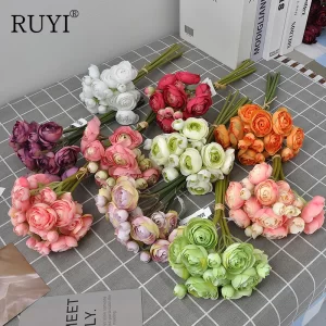 6Pcs Artificial Rose Bouquets for Wedding & Photo Props 1